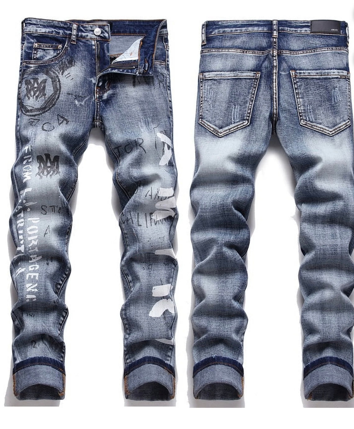 Amiri Jeans Blue w/ Black Print/Graff Style