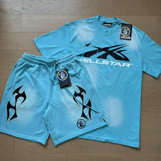 SkyBlue Unisex Shorts Set
