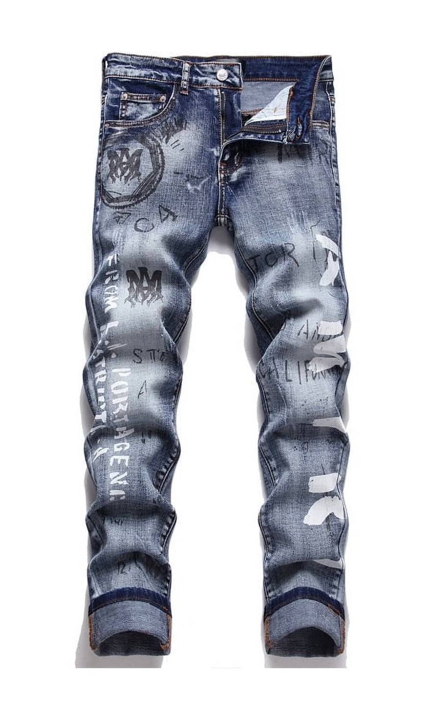 Amiri Jeans Blue w/ Black Print/Graff Style