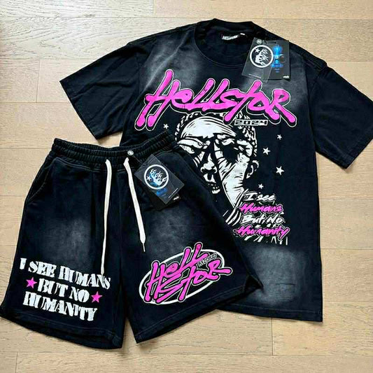 Black/Pink Unisex Shorts Set