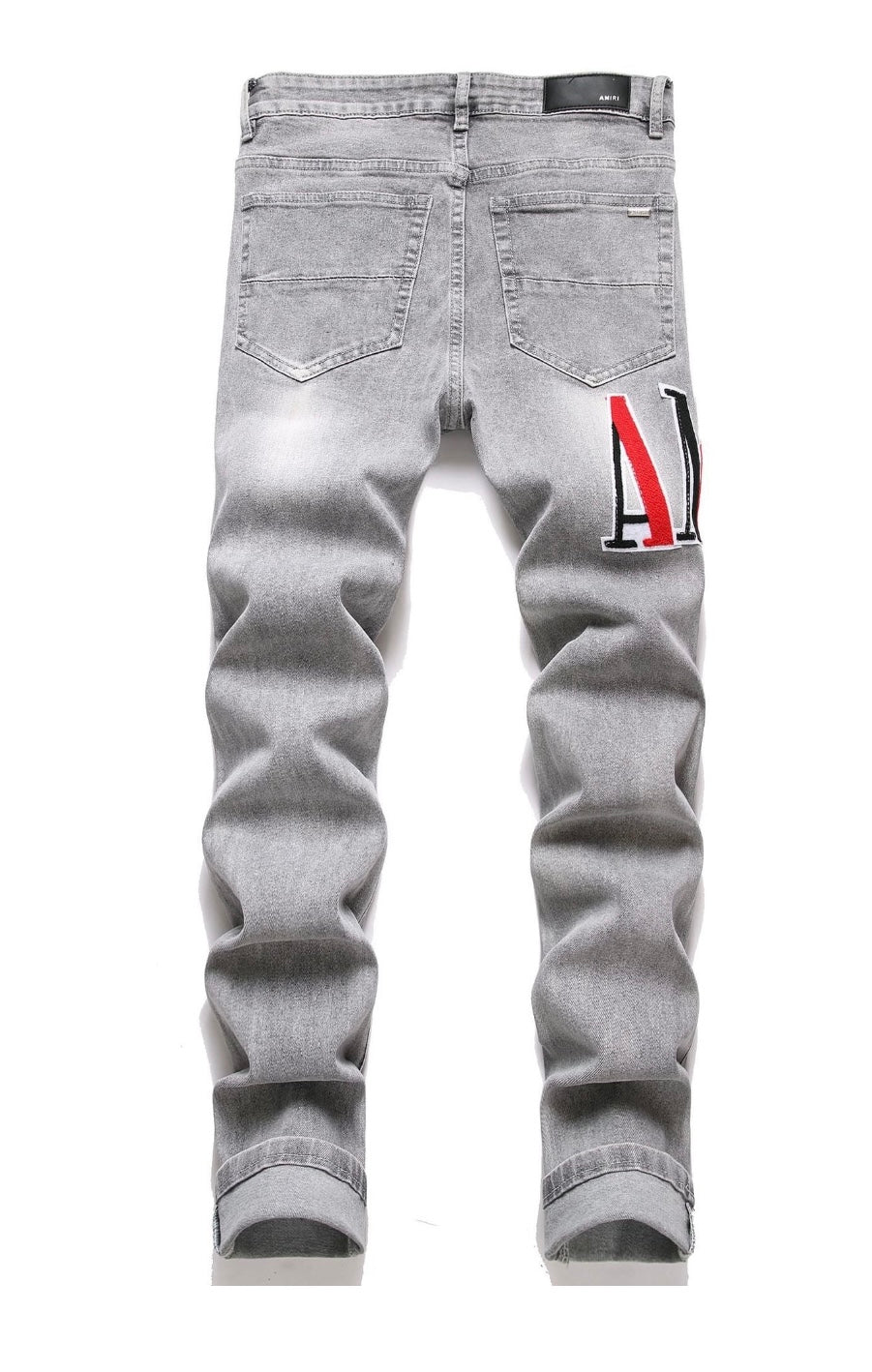 Amiri Jeans Grey w/ Red Stitched Logo